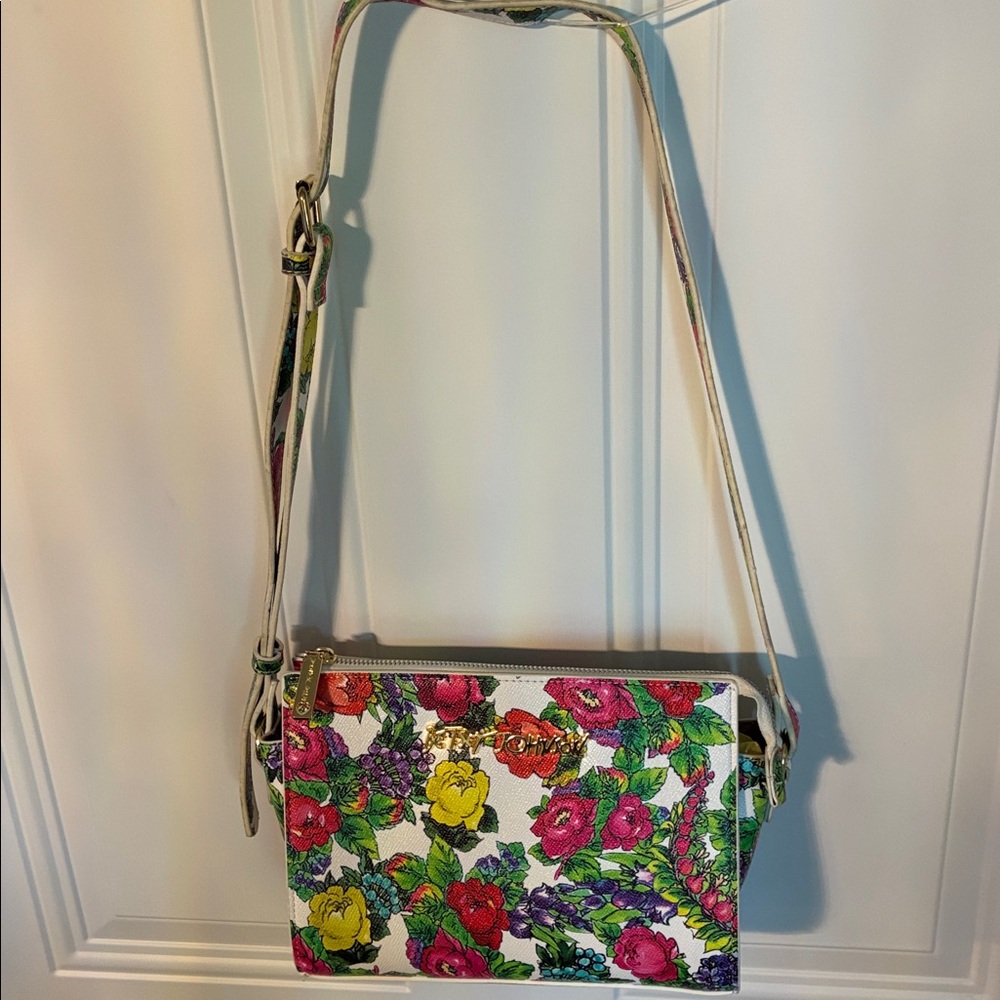 Betsey Johnson White Floral Multicolor Crossbody Bag